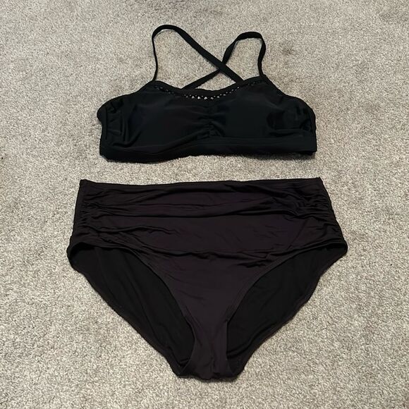 Black bikini xhilaration 16w top great and bottoms merona L - Picture 1 of 5
